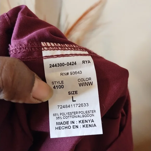 Cherokee Work wear Unisex Burgundy Uniform Wide-Leg Pants Size Large - Picture 3 of 8